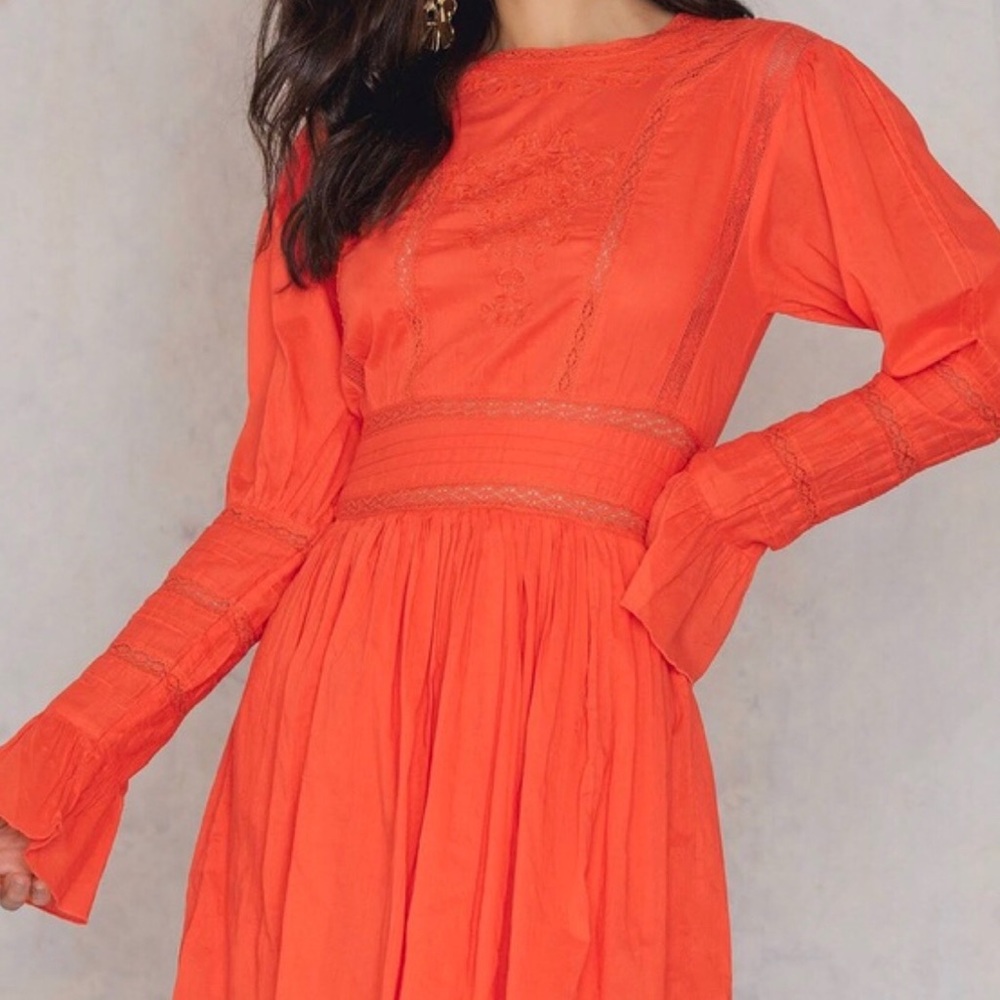 Free People Red Embroidered dress - Picture 3 of 7